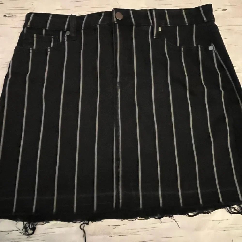 Tinsel pinstripe jean mini skirt